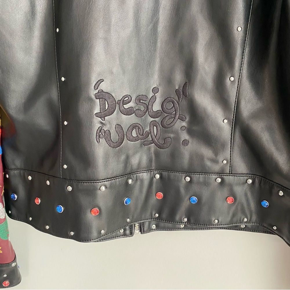 Desigual Carole Jewelled Faux Leather Embroidered Jacket Size 8 NWT - Picture 7 of 13